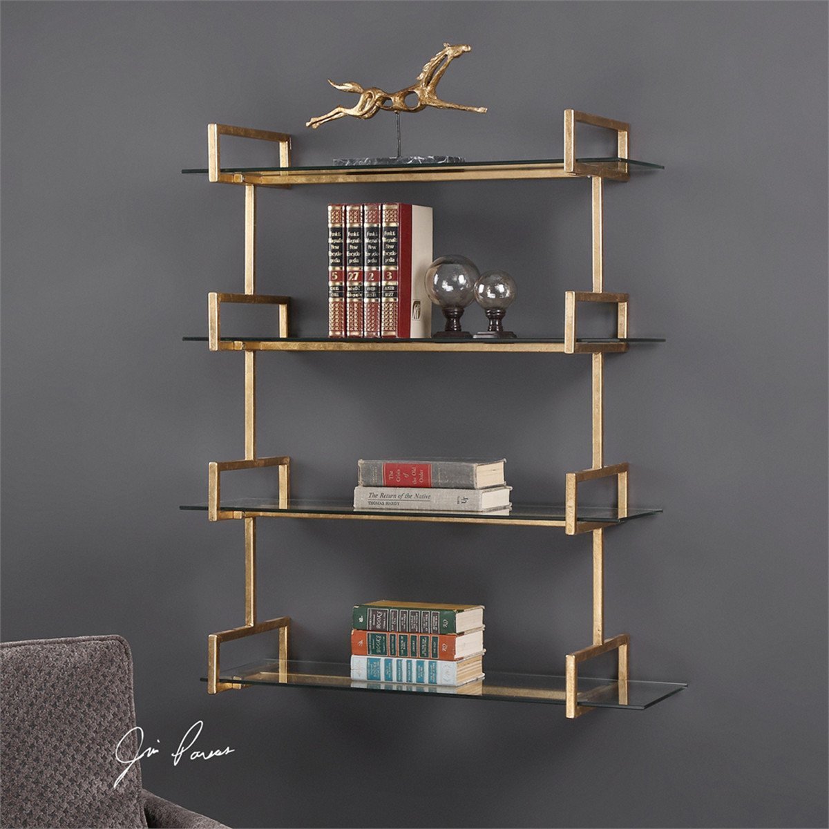 Étagère murale dorée Uttermost Auley