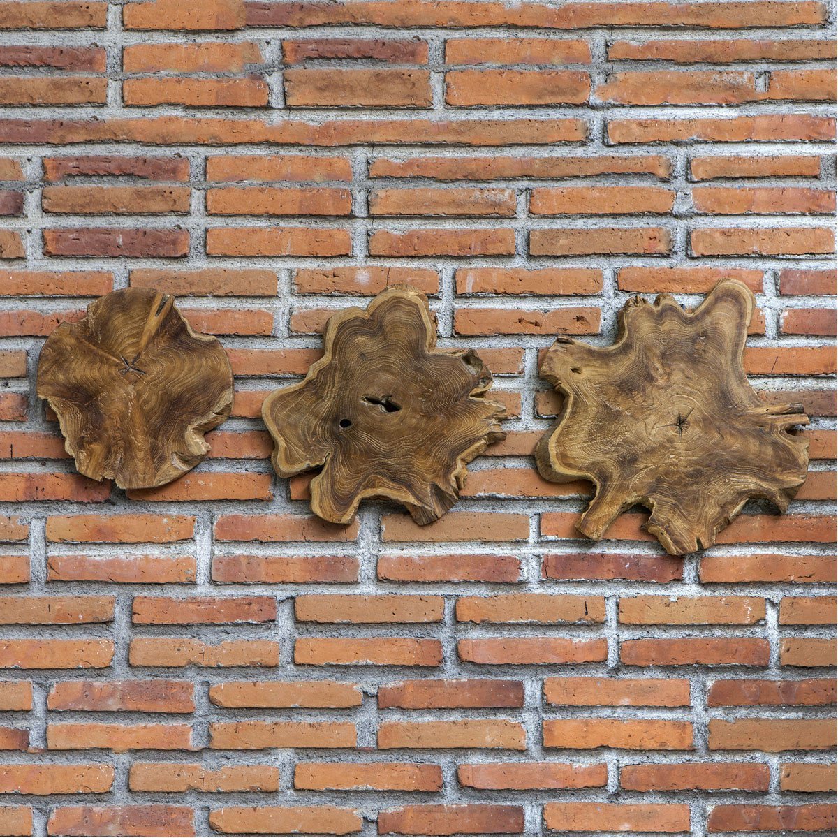 Décoration murale en teck Uttermost Kalani, ensemble de 3 pièces