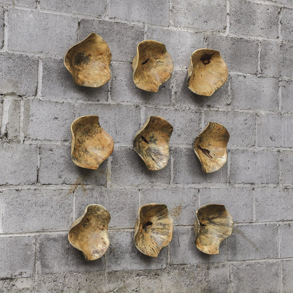 Décoration murale en bois de tamarin, ensemble de 3 pièces
