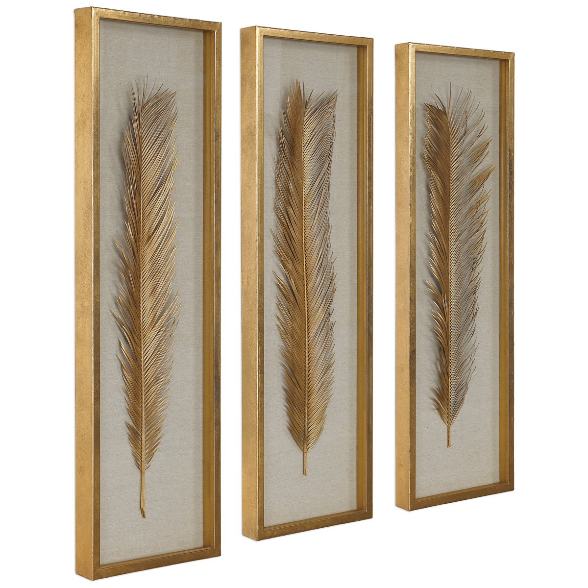Coffret d'ombres à feuilles d'or Uttermost Palma, ensemble de 3 pièces
