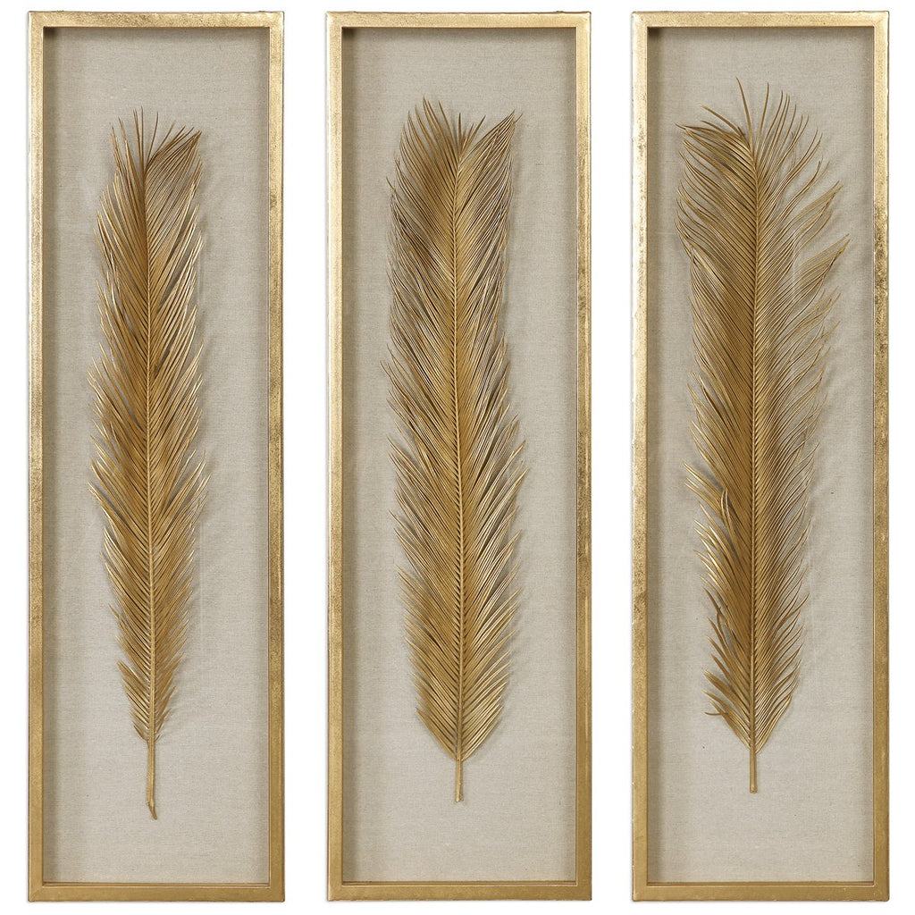 Coffret d'ombres à feuilles d'or Uttermost Palma, ensemble de 3 pièces