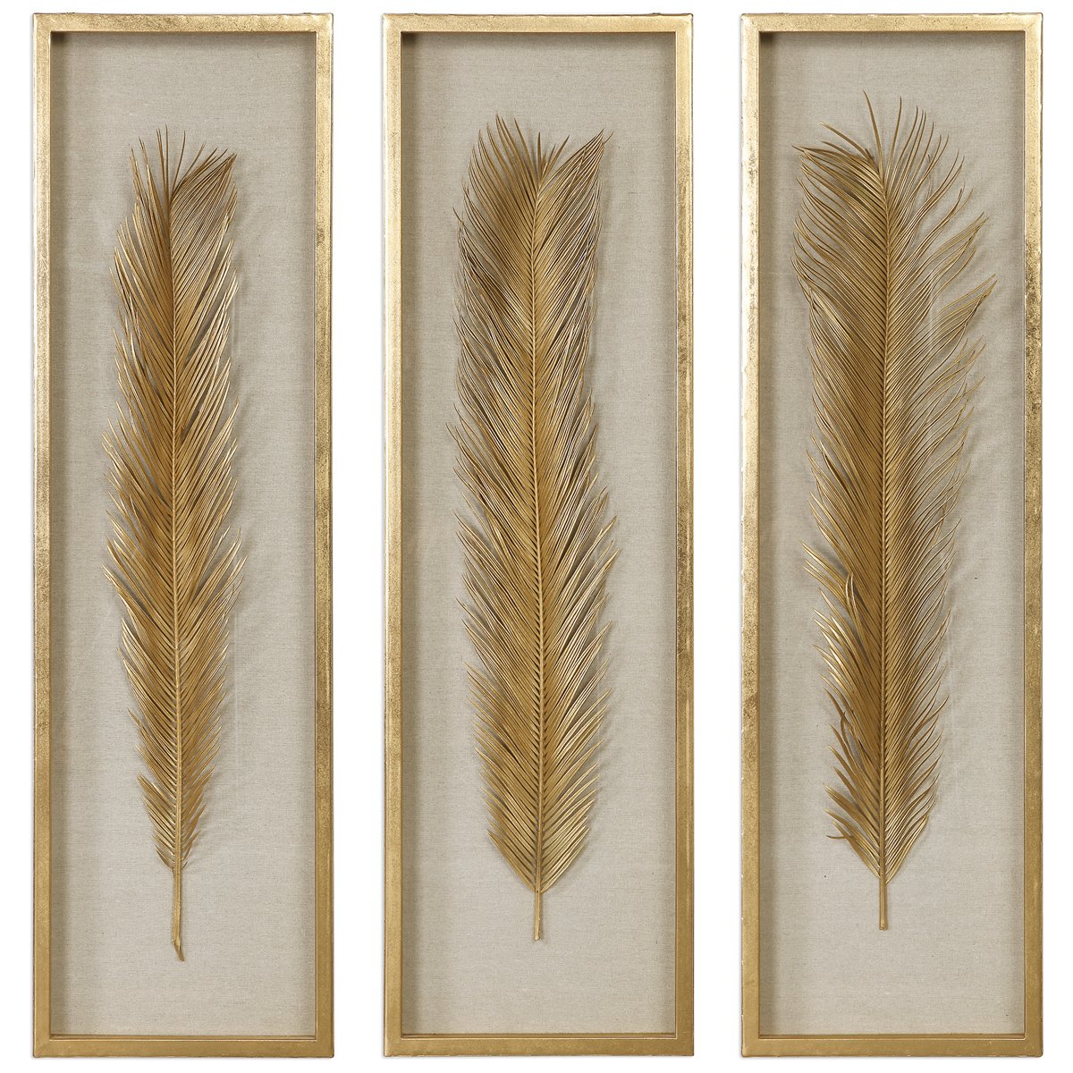 Coffret d'ombres à feuilles d'or Uttermost Palma, ensemble de 3 pièces