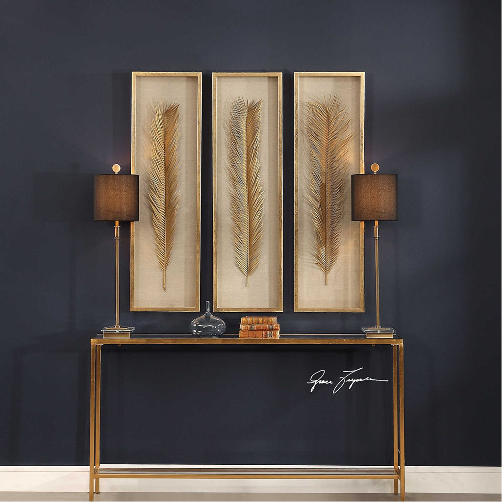 Coffret d'ombres à feuilles d'or Uttermost Palma, ensemble de 3 pièces