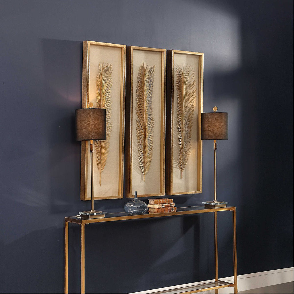 Coffret d'ombres à feuilles d'or Uttermost Palma, ensemble de 3 pièces