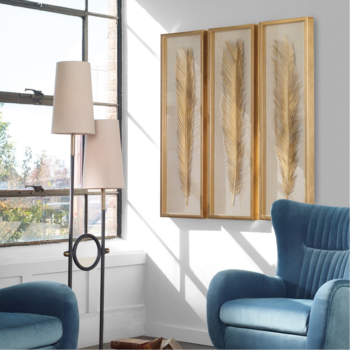 Coffret d'ombres à feuilles d'or Uttermost Palma, ensemble de 3 pièces