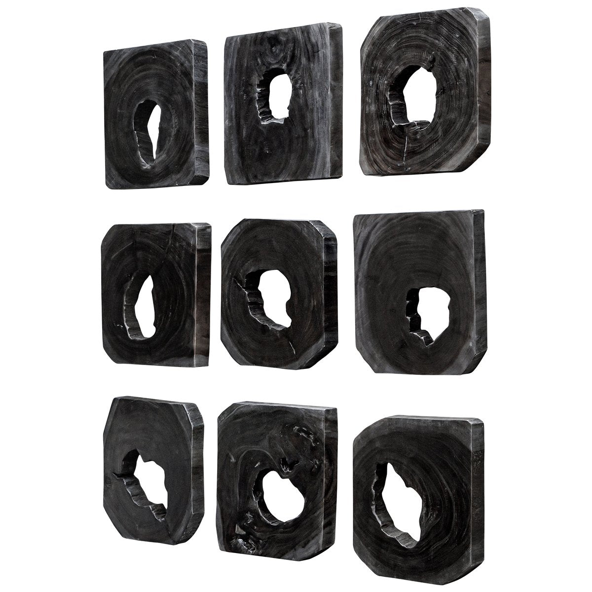 Décoration murale en bois d'ébène Bahati Uttermost, ensemble de 9 pièces
