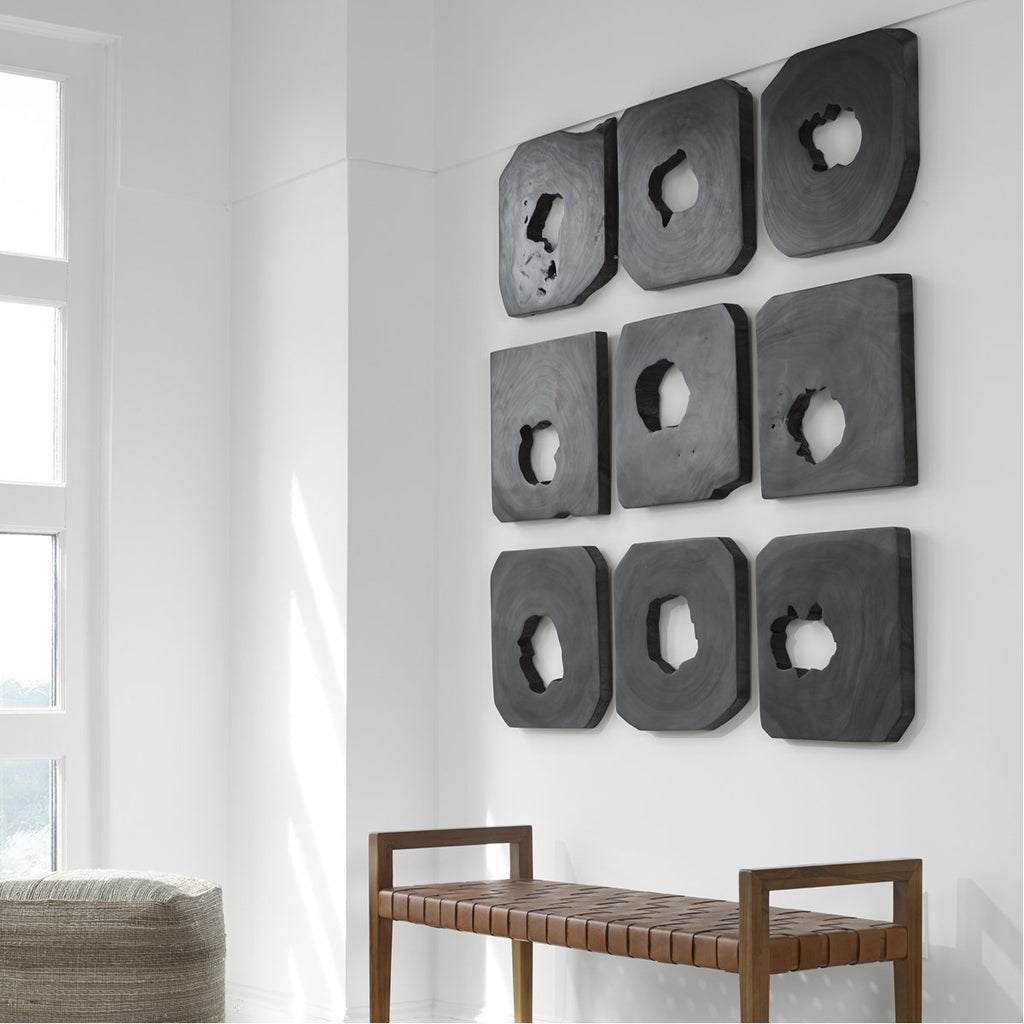 Décoration murale en bois d'ébène Bahati Uttermost, ensemble de 9 pièces