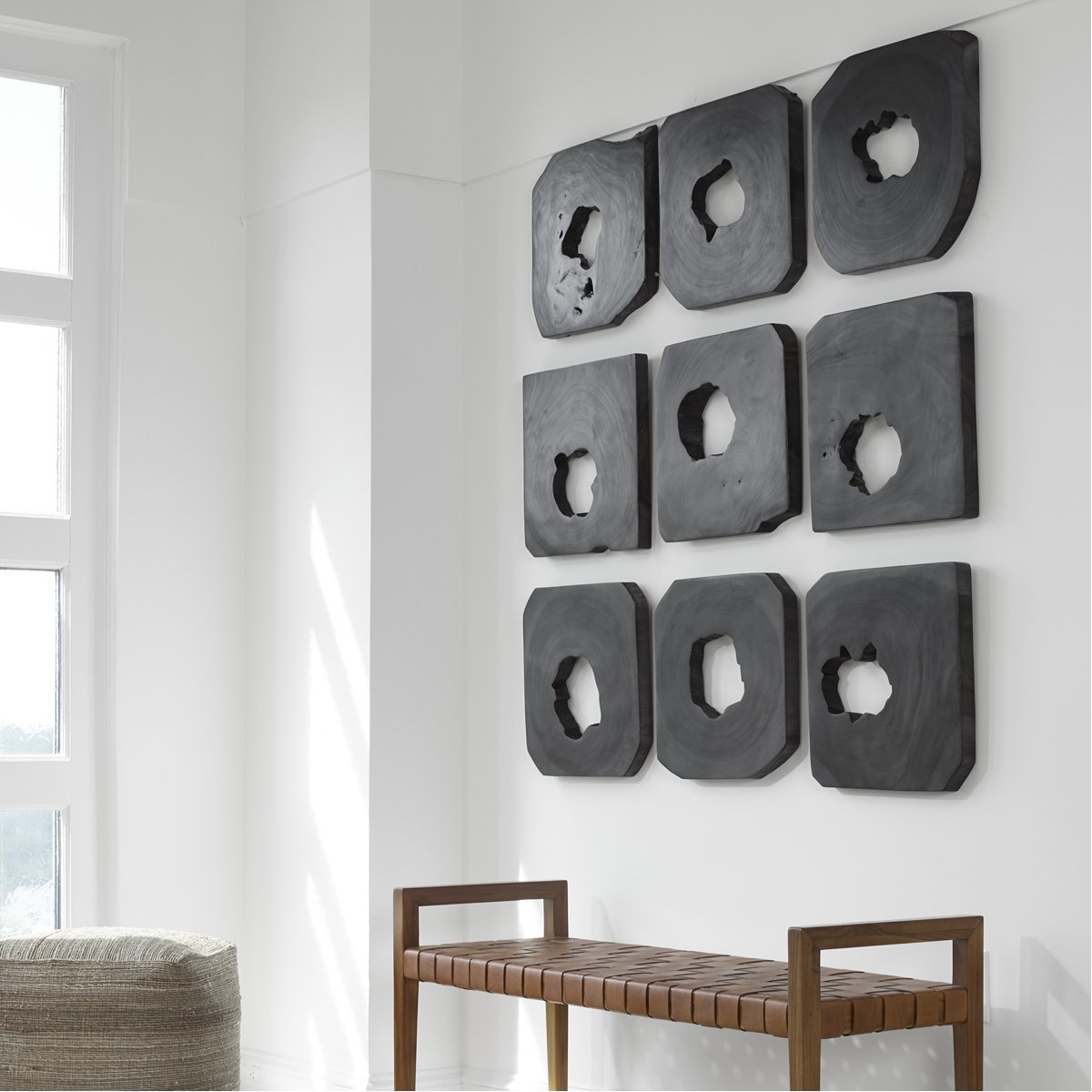 Décoration murale en bois d'ébène Bahati Uttermost, ensemble de 9 pièces