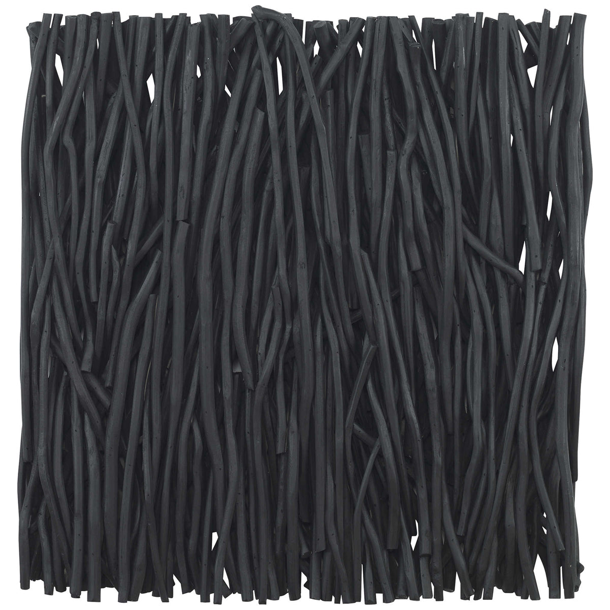 Décoration murale carrée en bois noir et teck froncé