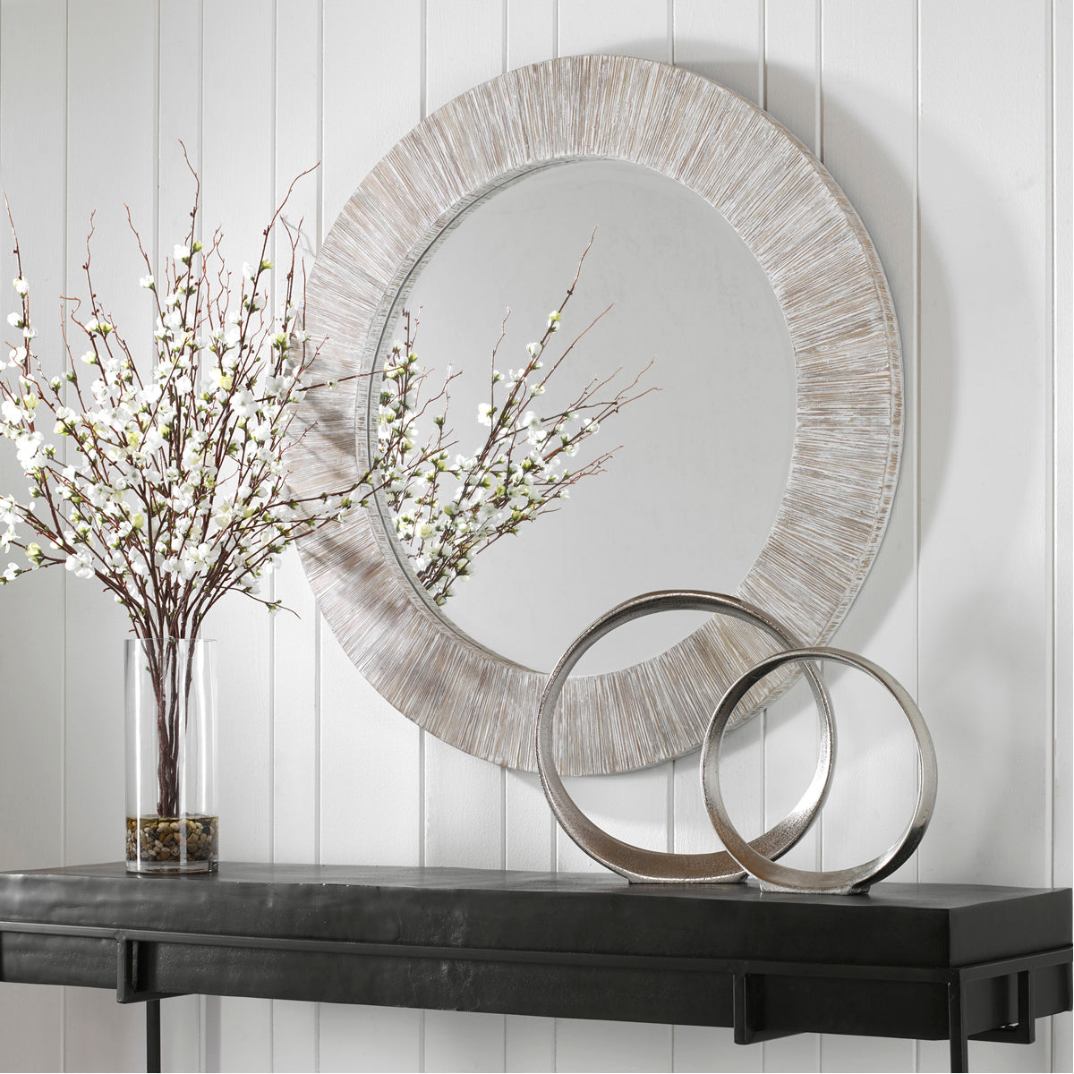 Miroir rond blanchi à la chaux Uttermost Repose