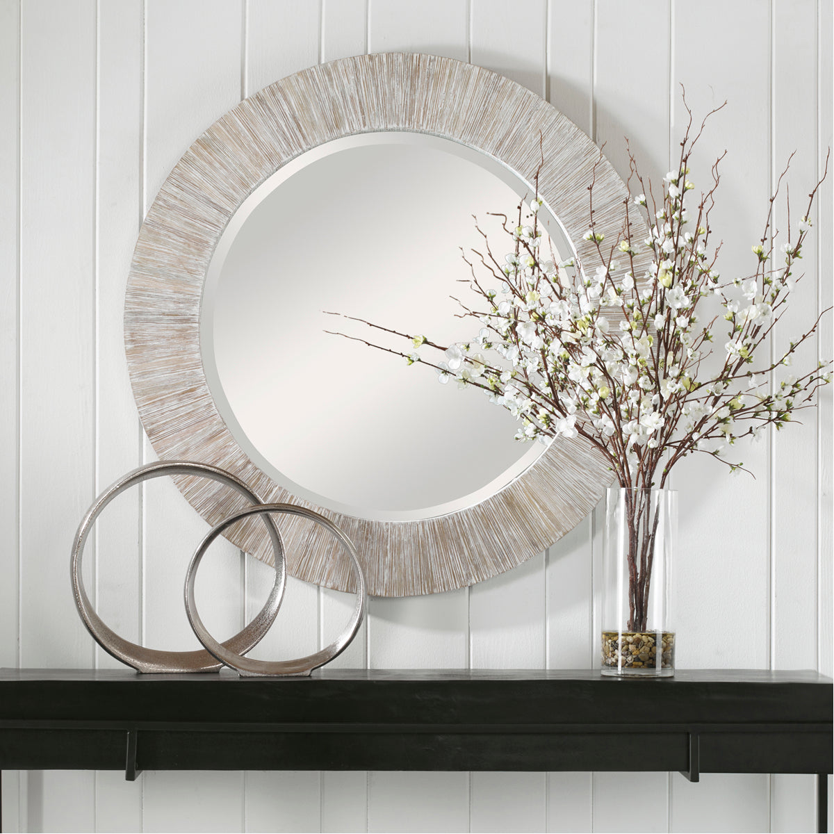 Miroir rond blanchi à la chaux Uttermost Repose