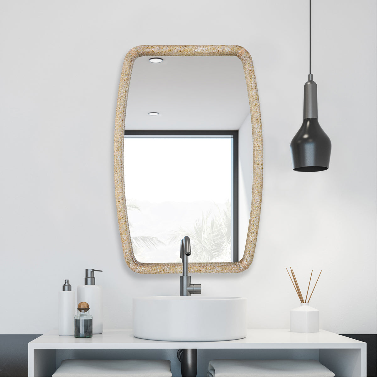 Miroir en rotin Tiki Uttermost