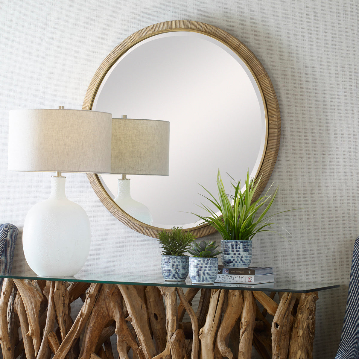 Miroir rond en rotin Uttermost Paradise