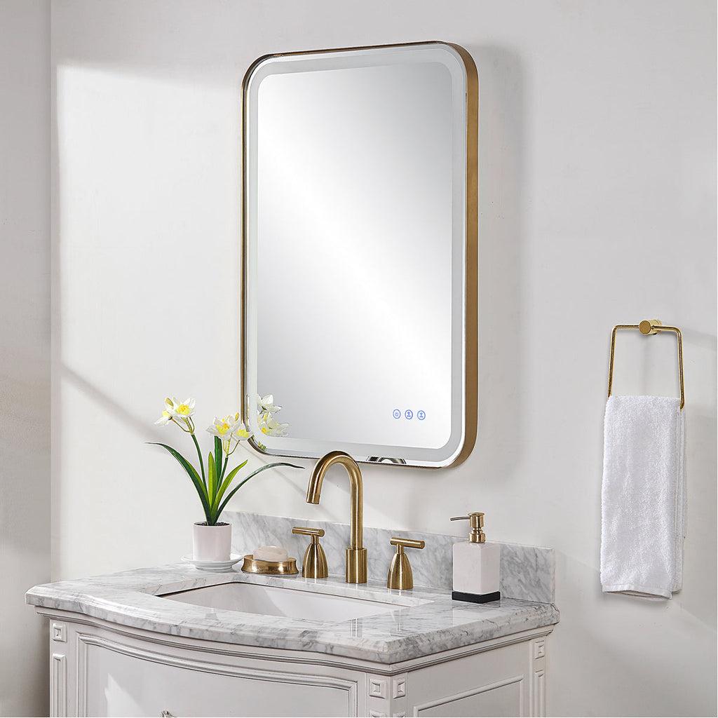 Miroir de courtoisie éclairé en laiton Uttermost Crofton