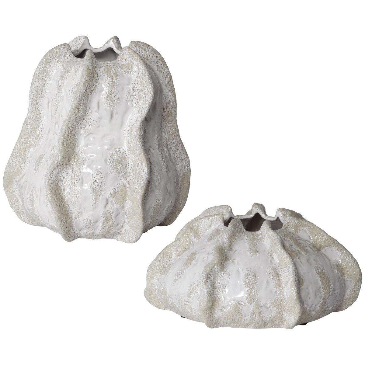 Ensemble de 2 vases texturés en ivoire Uttermost Urchin