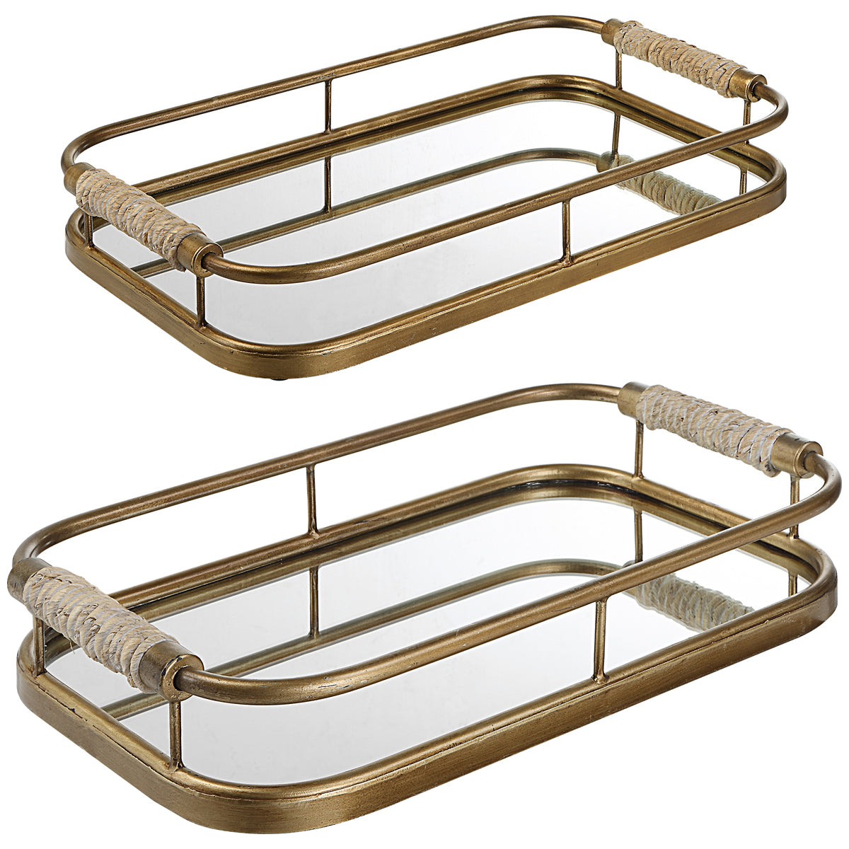 Plateaux Uttermost Rosea en or brossé, ensemble de 2 pièces