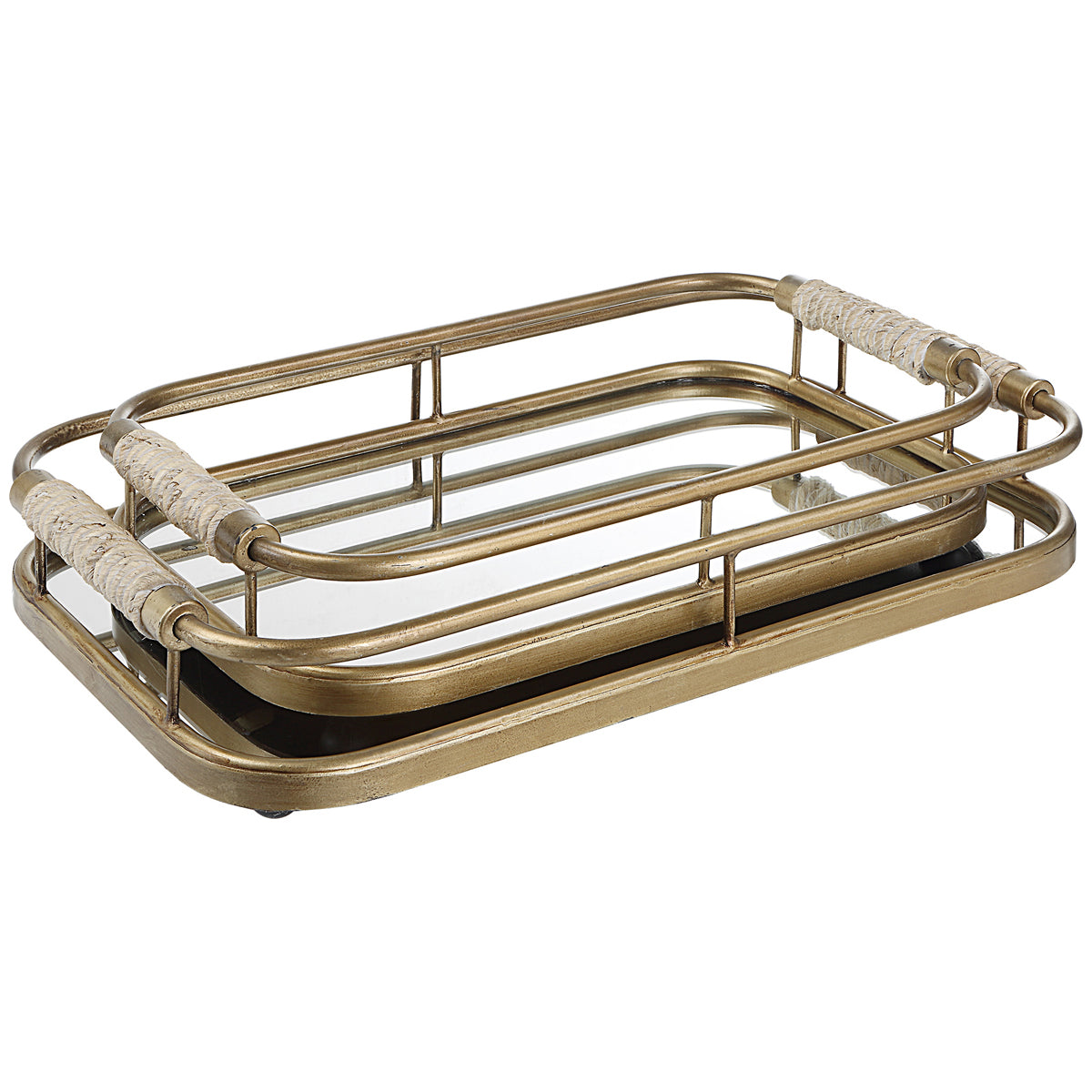Plateaux Uttermost Rosea en or brossé, ensemble de 2 pièces