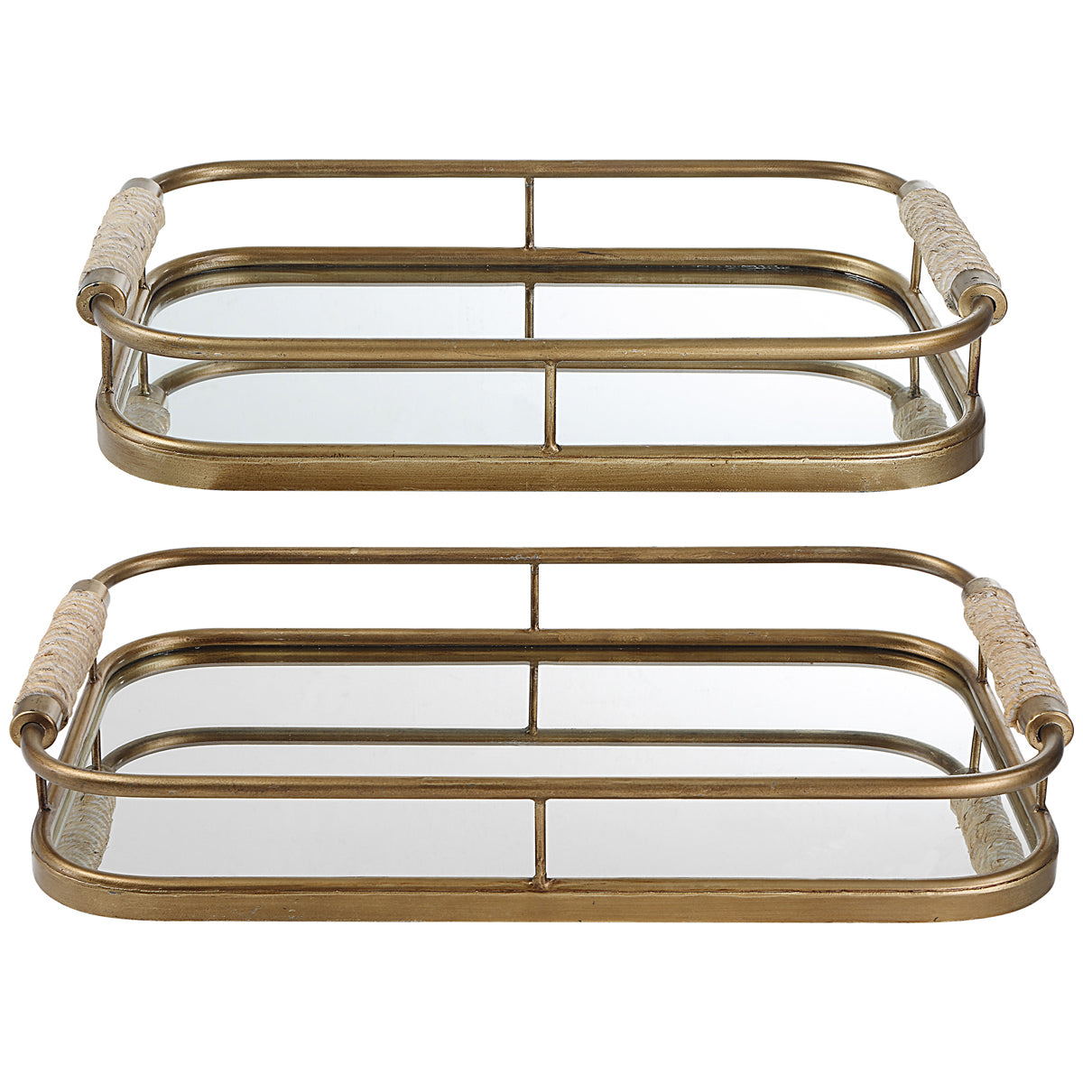 Plateaux Uttermost Rosea en or brossé, ensemble de 2 pièces