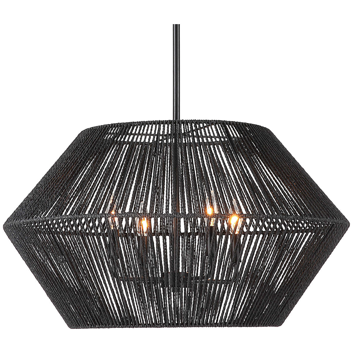 Suspension Uttermost Suva à 4 lumières en corde noire
