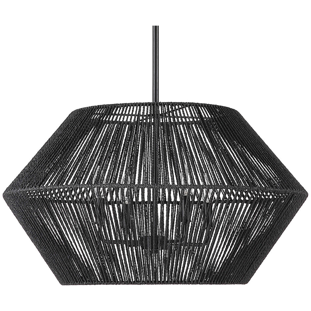 Suspension Uttermost Suva à 4 lumières en corde noire