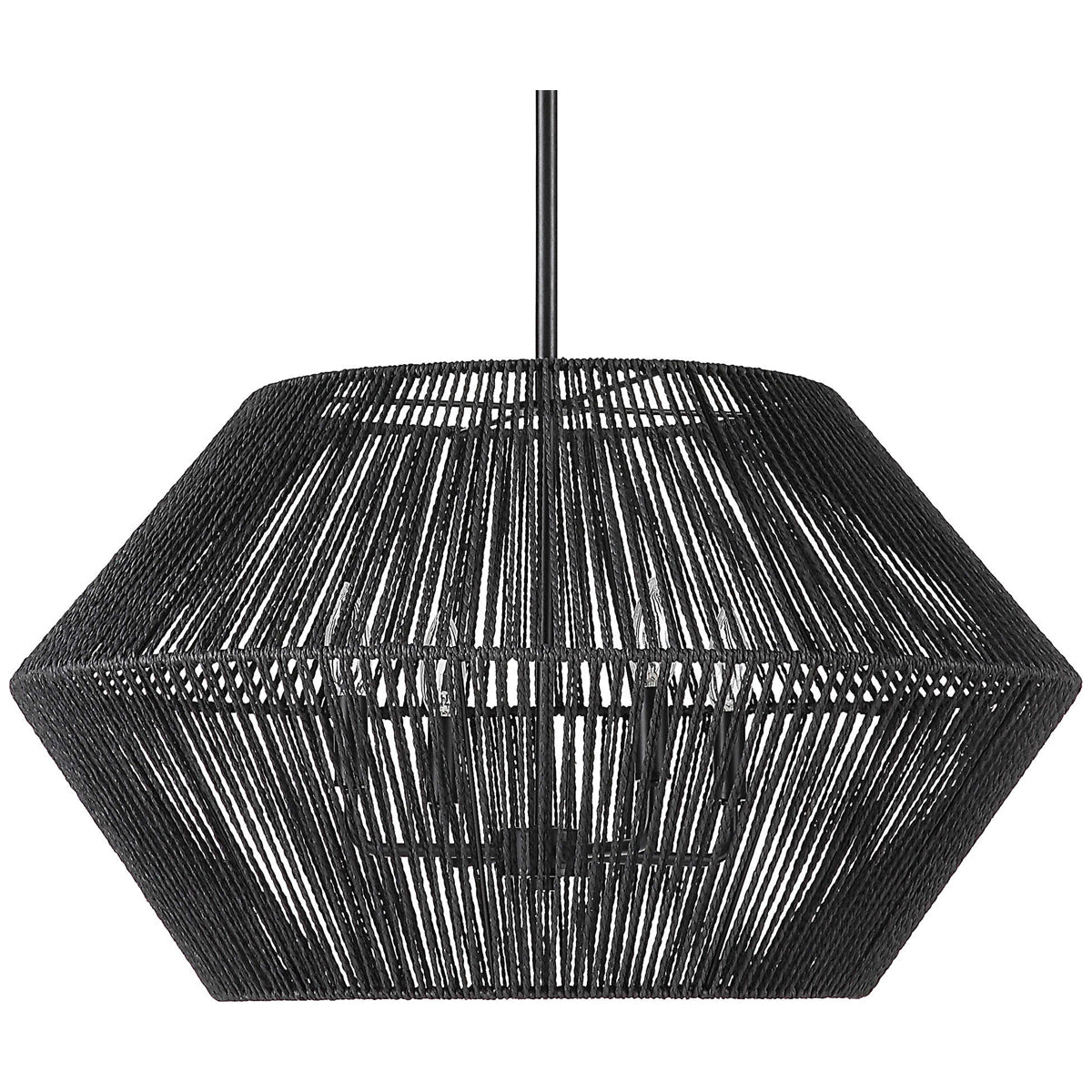 Suspension Uttermost Suva à 4 lumières en corde noire