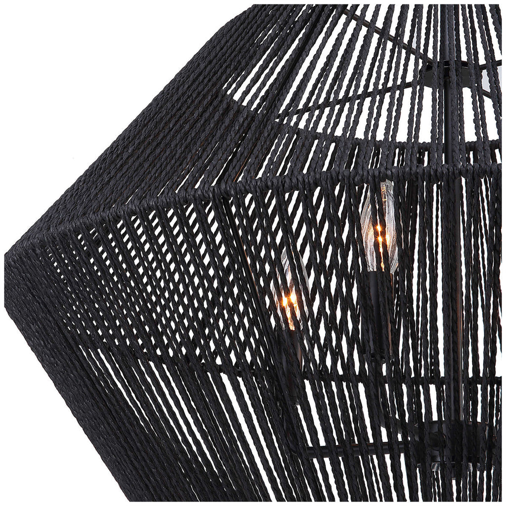 Suspension Uttermost Suva à 4 lumières en corde noire