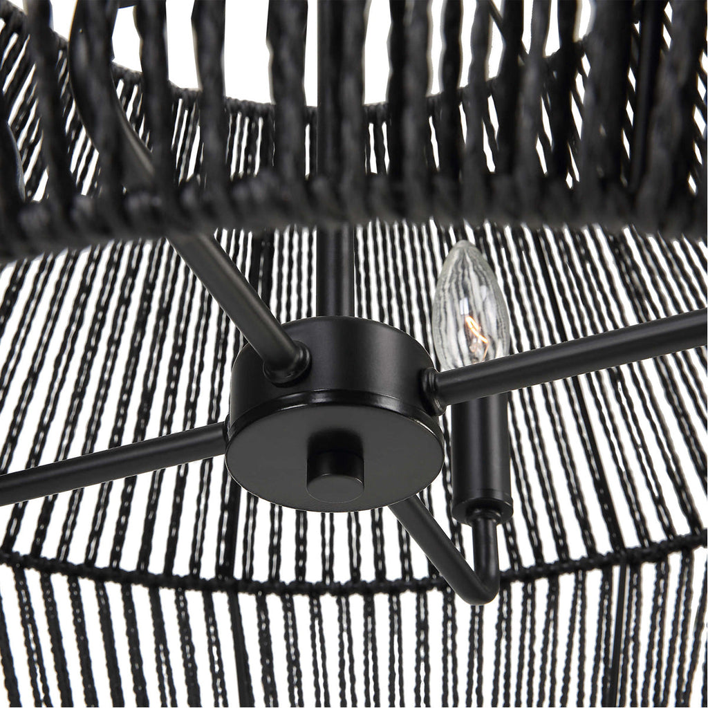 Suspension Uttermost Suva à 4 lumières en corde noire