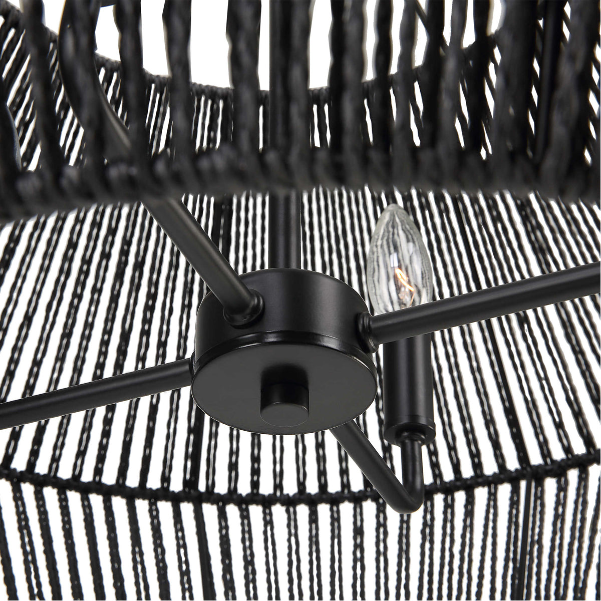 Suspension Uttermost Suva à 4 lumières en corde noire