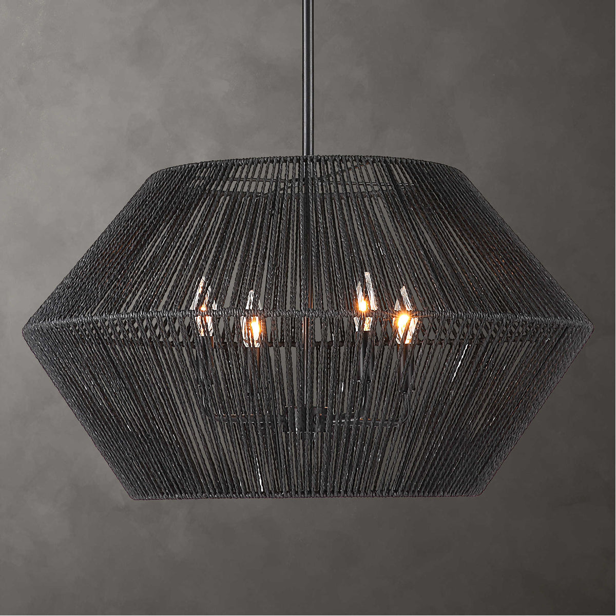 Suspension Uttermost Suva à 4 lumières en corde noire