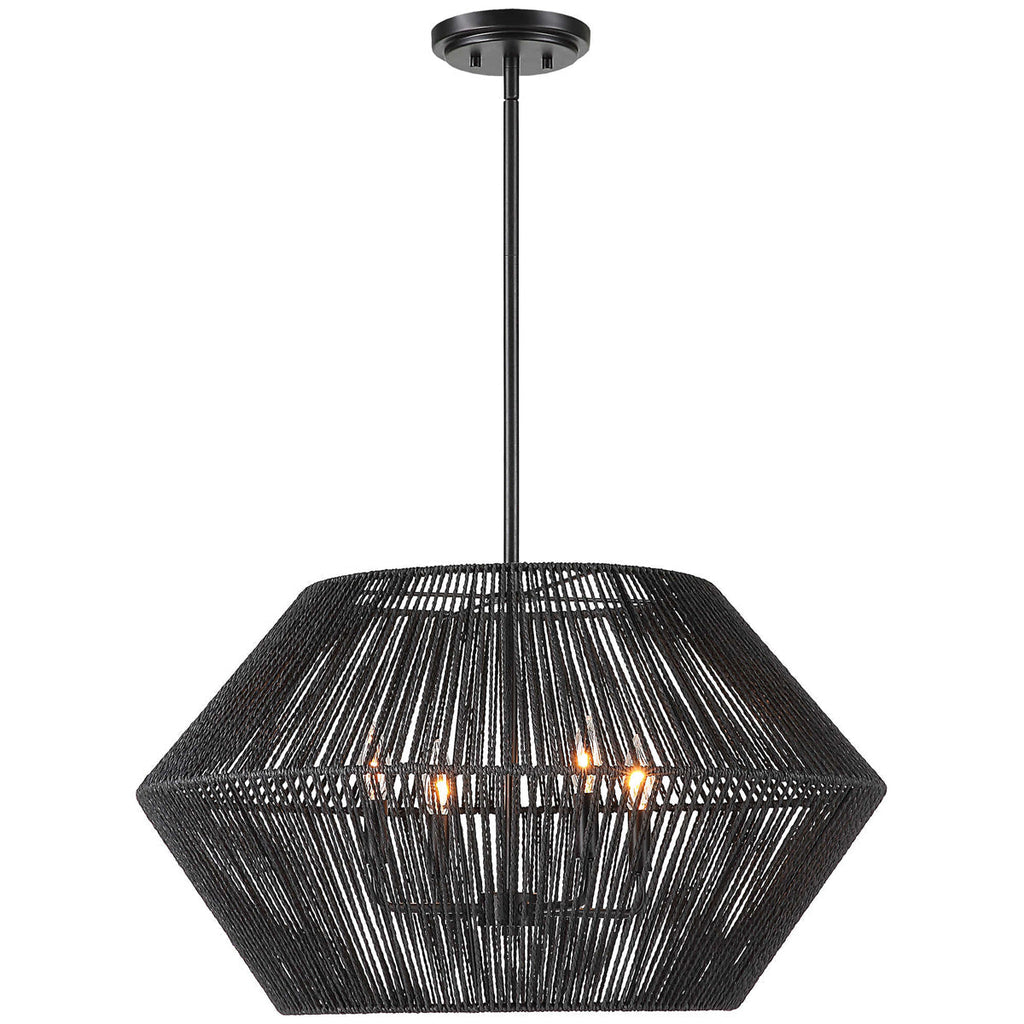 Suspension Uttermost Suva à 4 lumières en corde noire