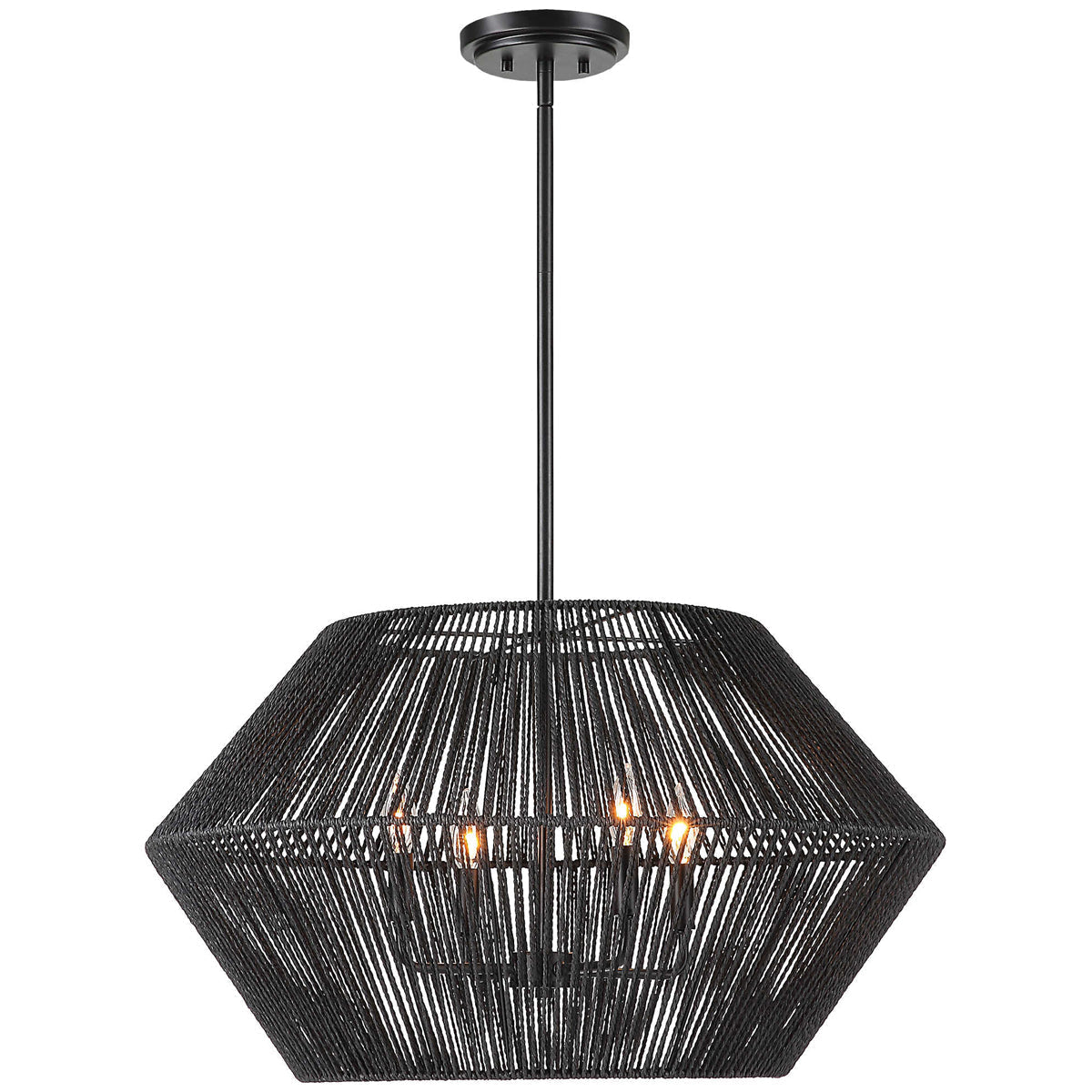 Suspension Uttermost Suva à 4 lumières en corde noire