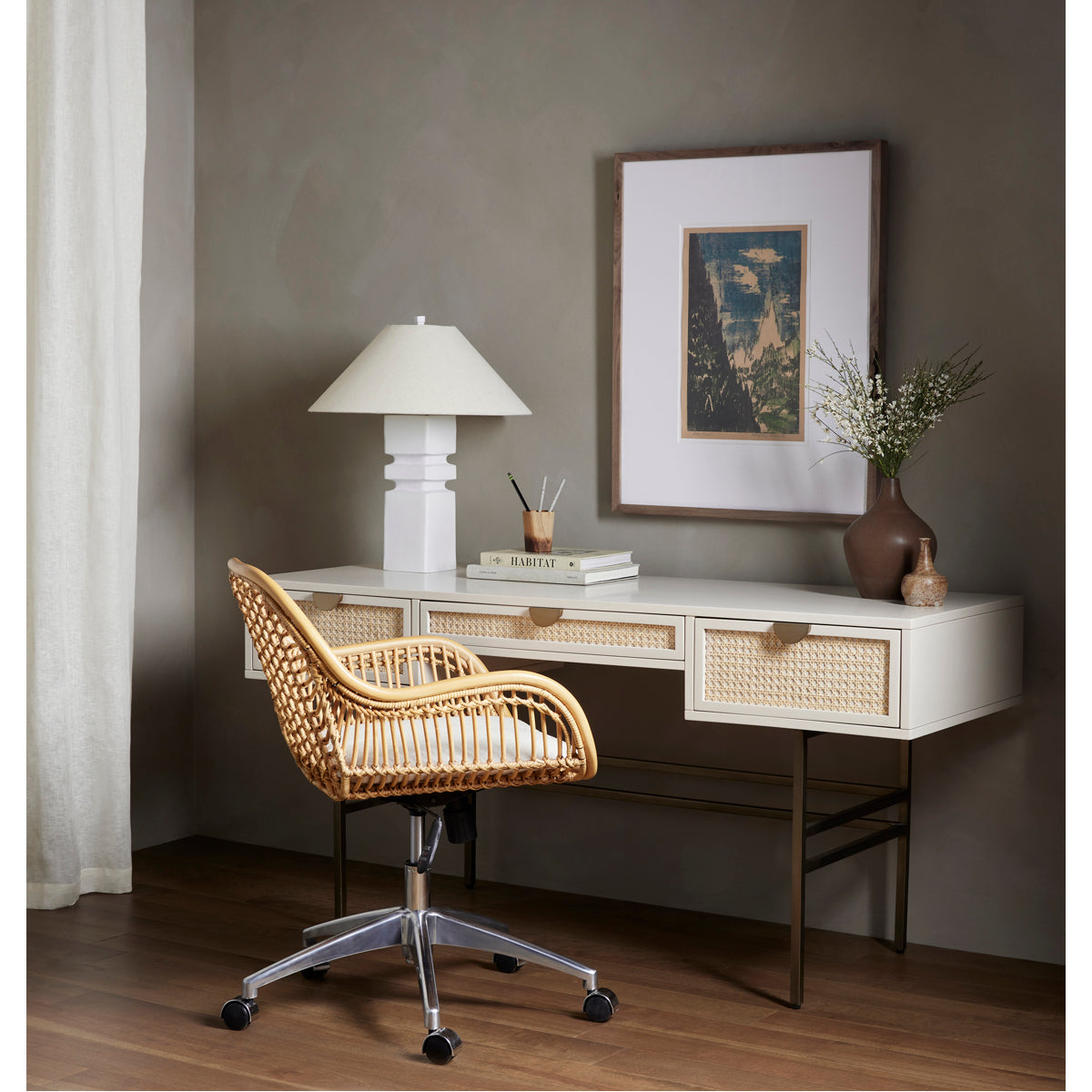 Chaise de bureau Matilda de Four Hands Grass Roots - Rotin miel