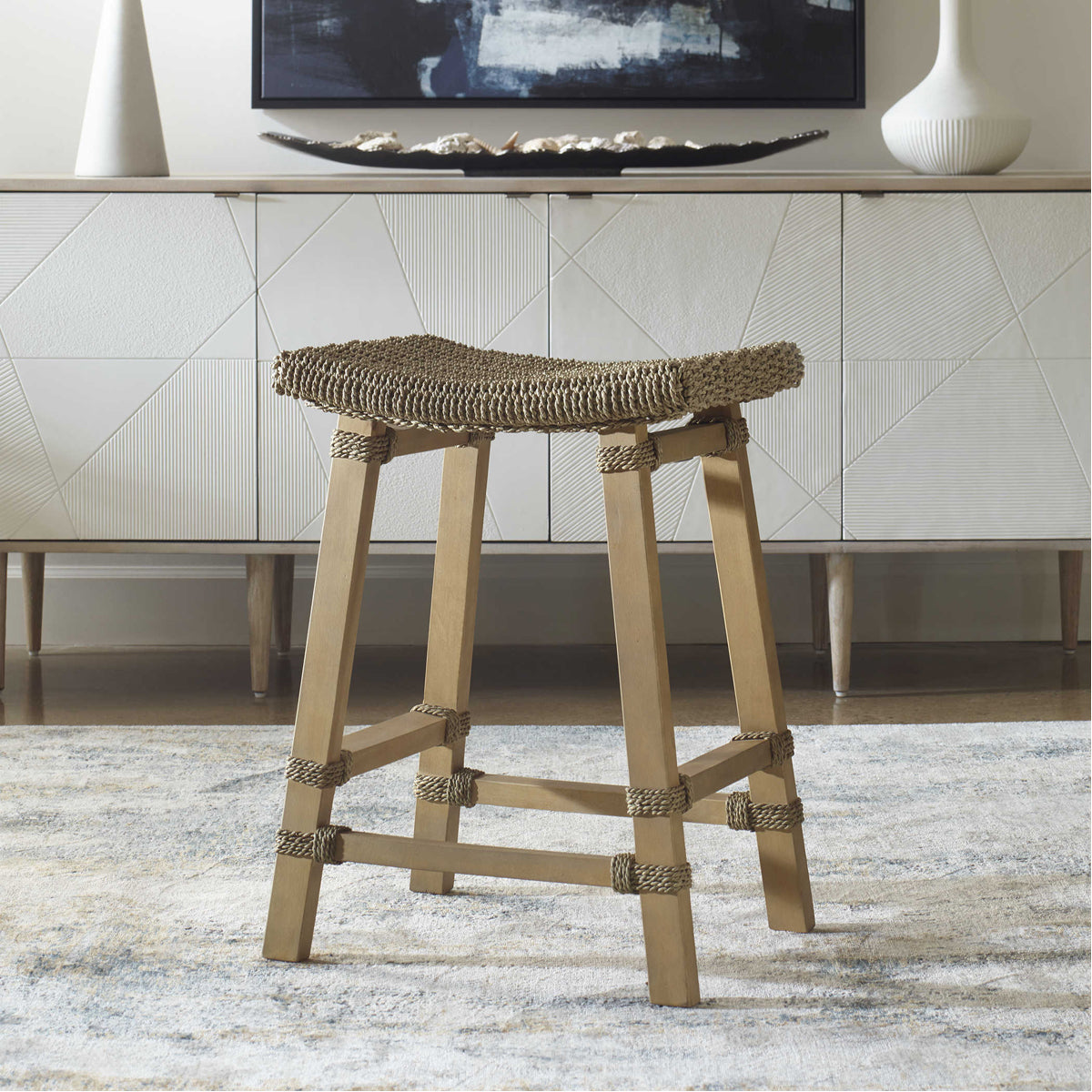 Tabouret de bar en jonc de mer Everglade d'Uttermost