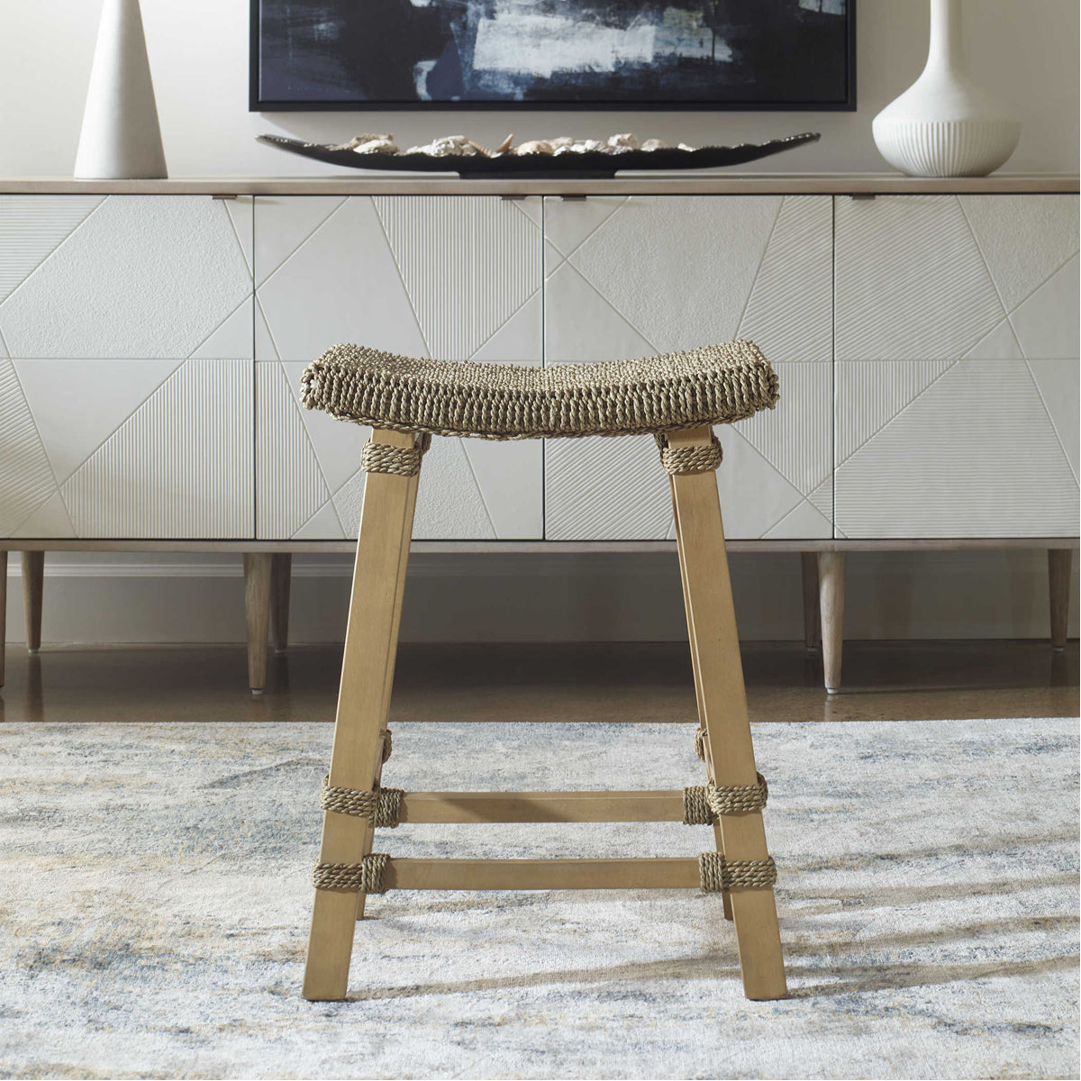 Tabouret de bar en jonc de mer Everglade d'Uttermost