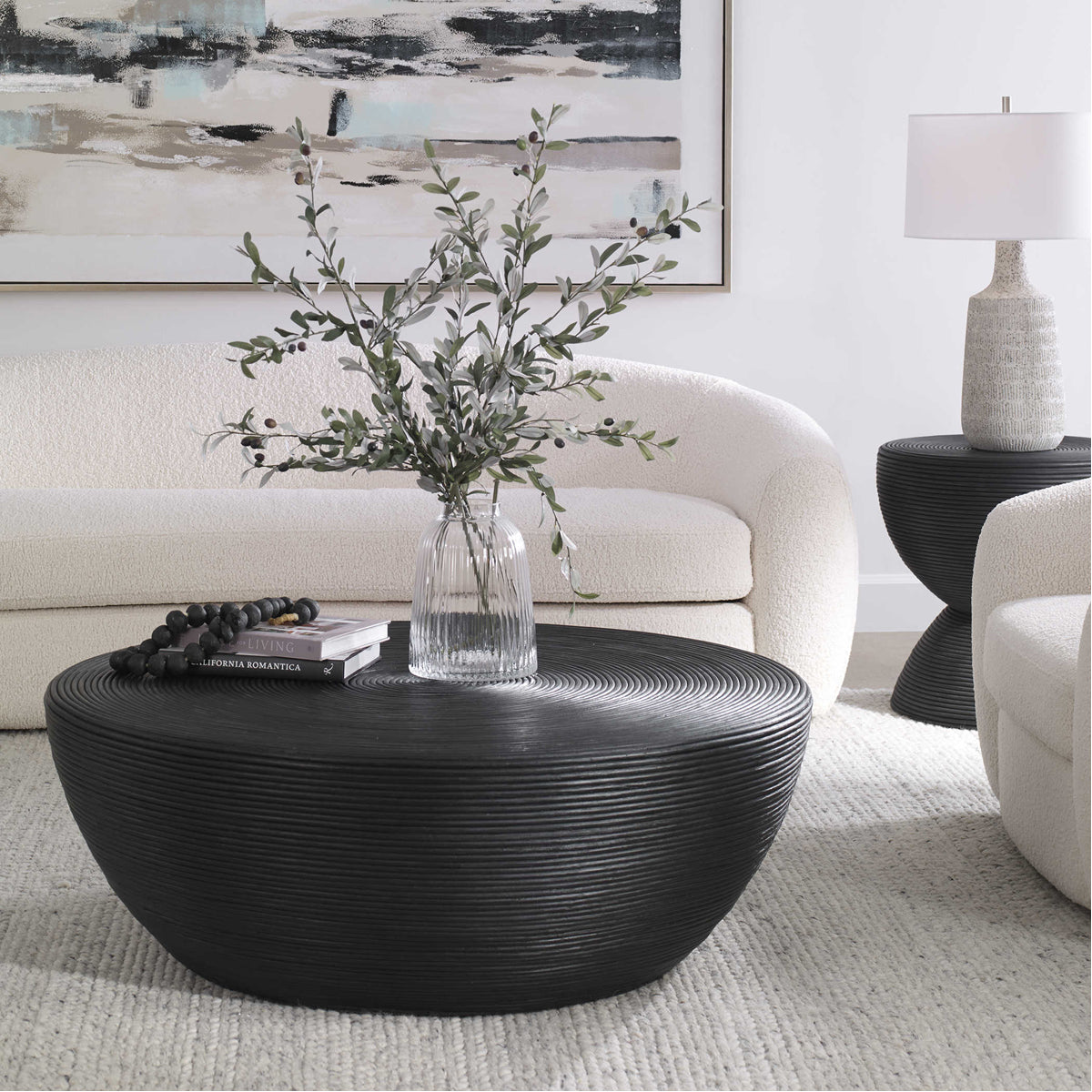 Table basse en rotin noir Uttermost Bongo