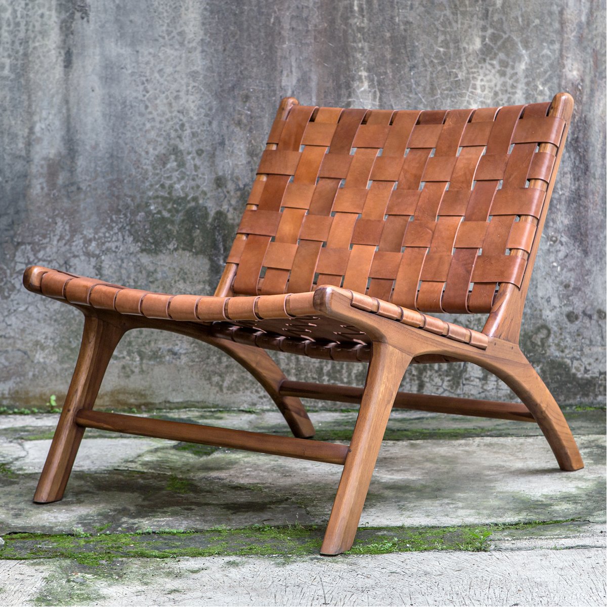 Fauteuil d'appoint en cuir tressé Uttermost
