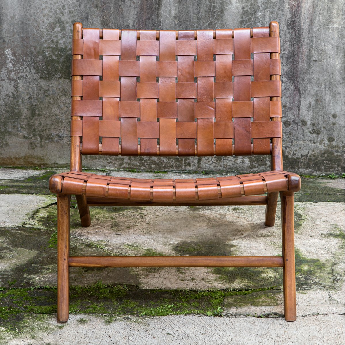 Fauteuil d'appoint en cuir tressé Uttermost