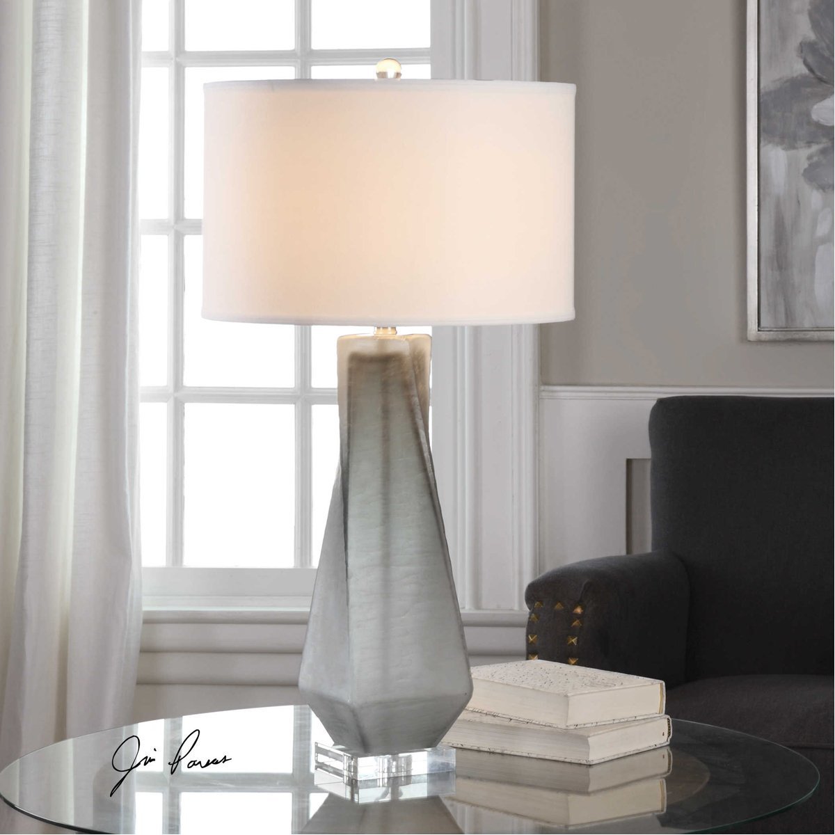 Lampe de table Uttermost Anatoli gris anthracite