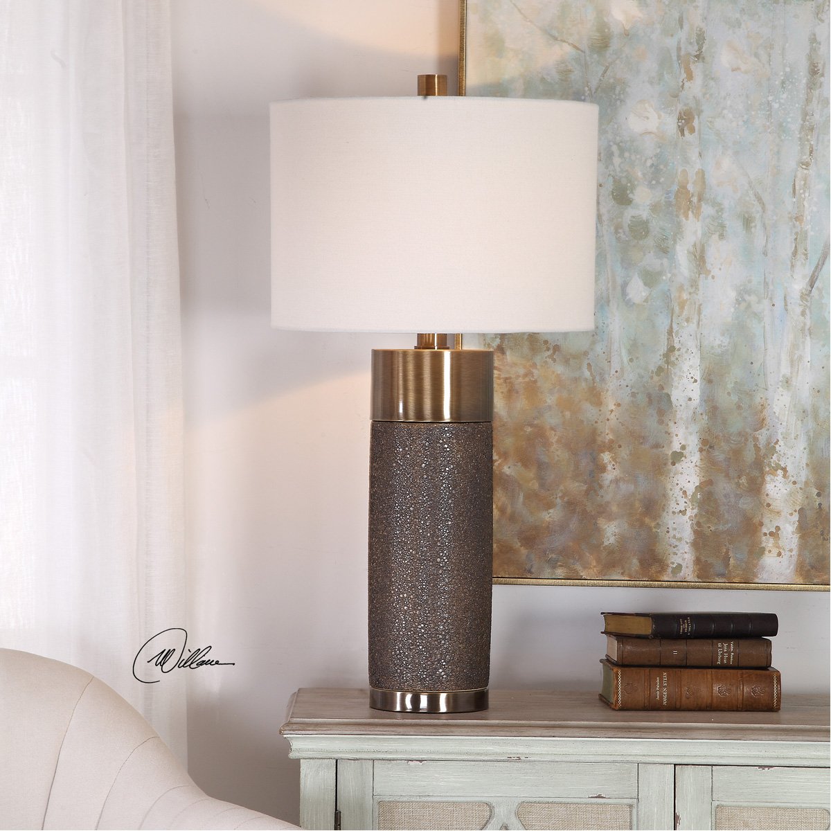 Lampe de table en bronze Brannock d'Uttermost