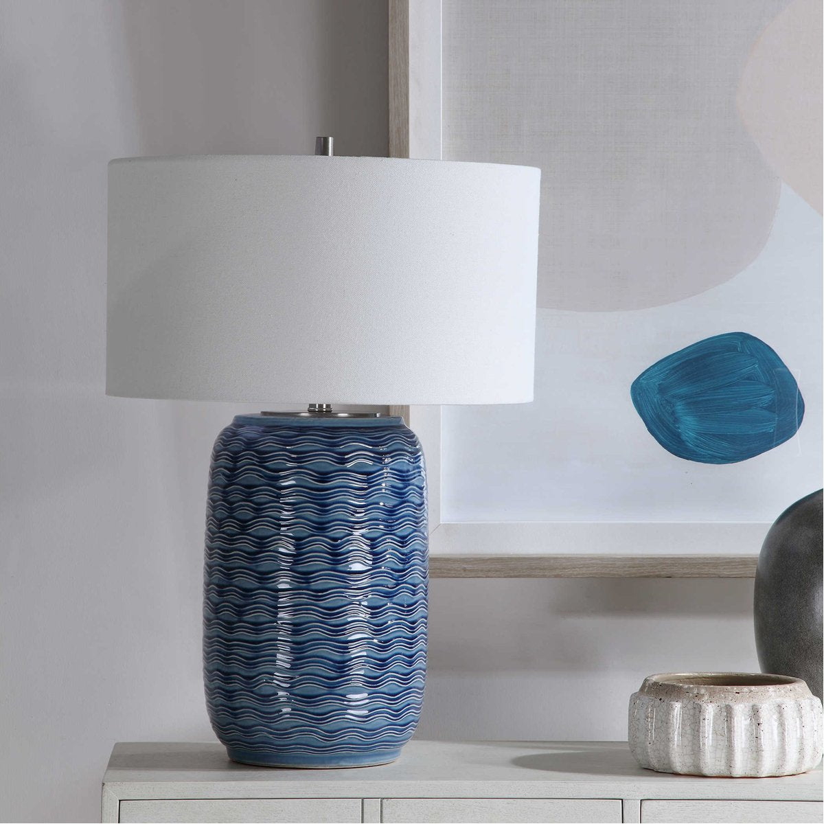 Lampe de table bleue Uttermost Sedna