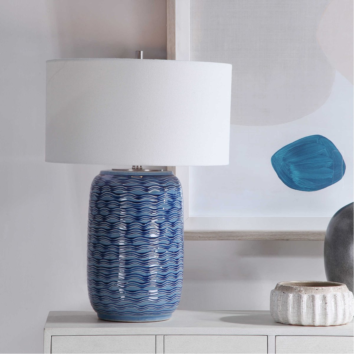 Lampe de table bleue Uttermost Sedna