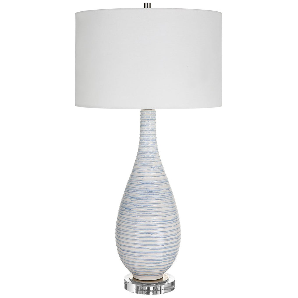 Lampe de table bleue côtelée Uttermost Clariot