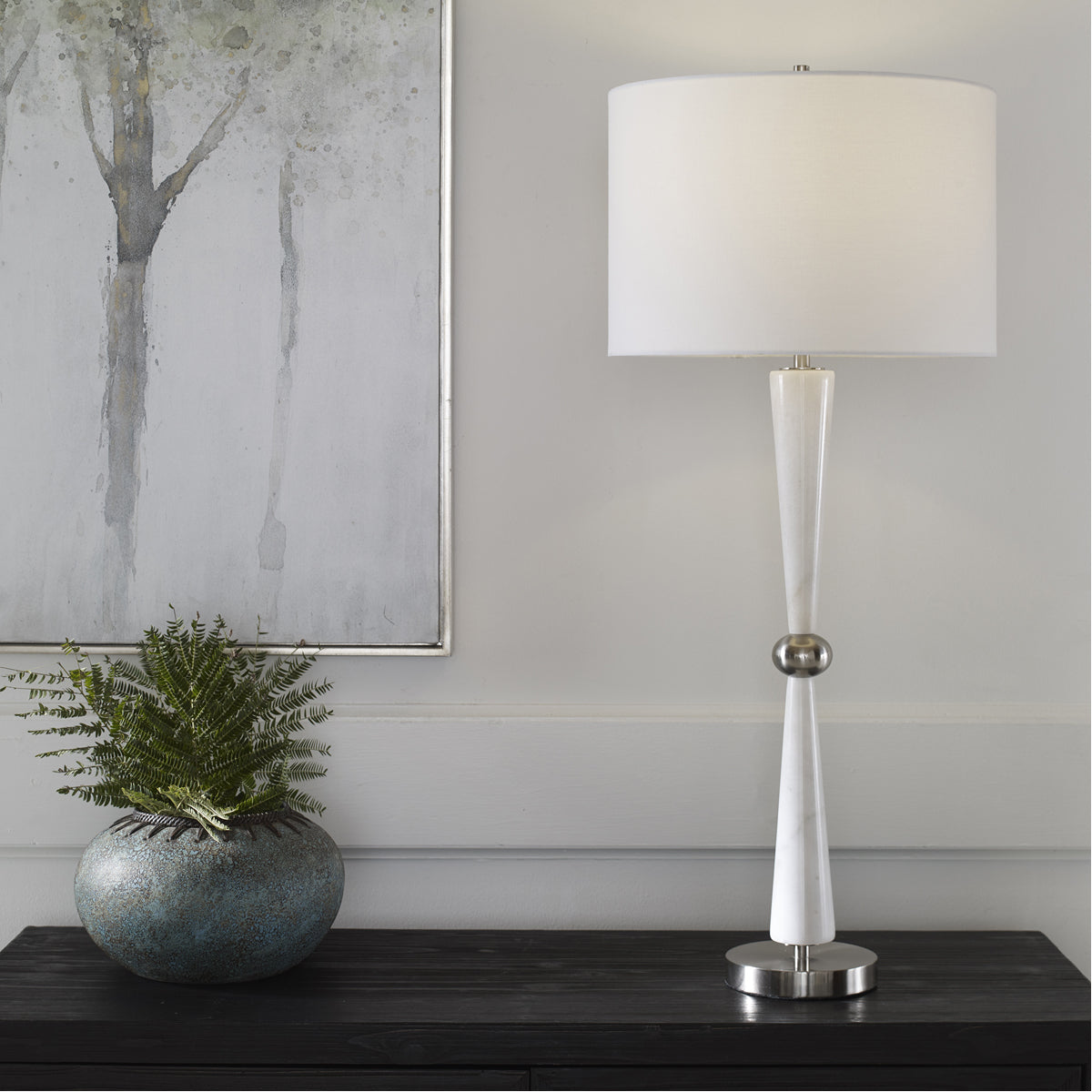 Lampe de table blanche Uttermost Hourglass