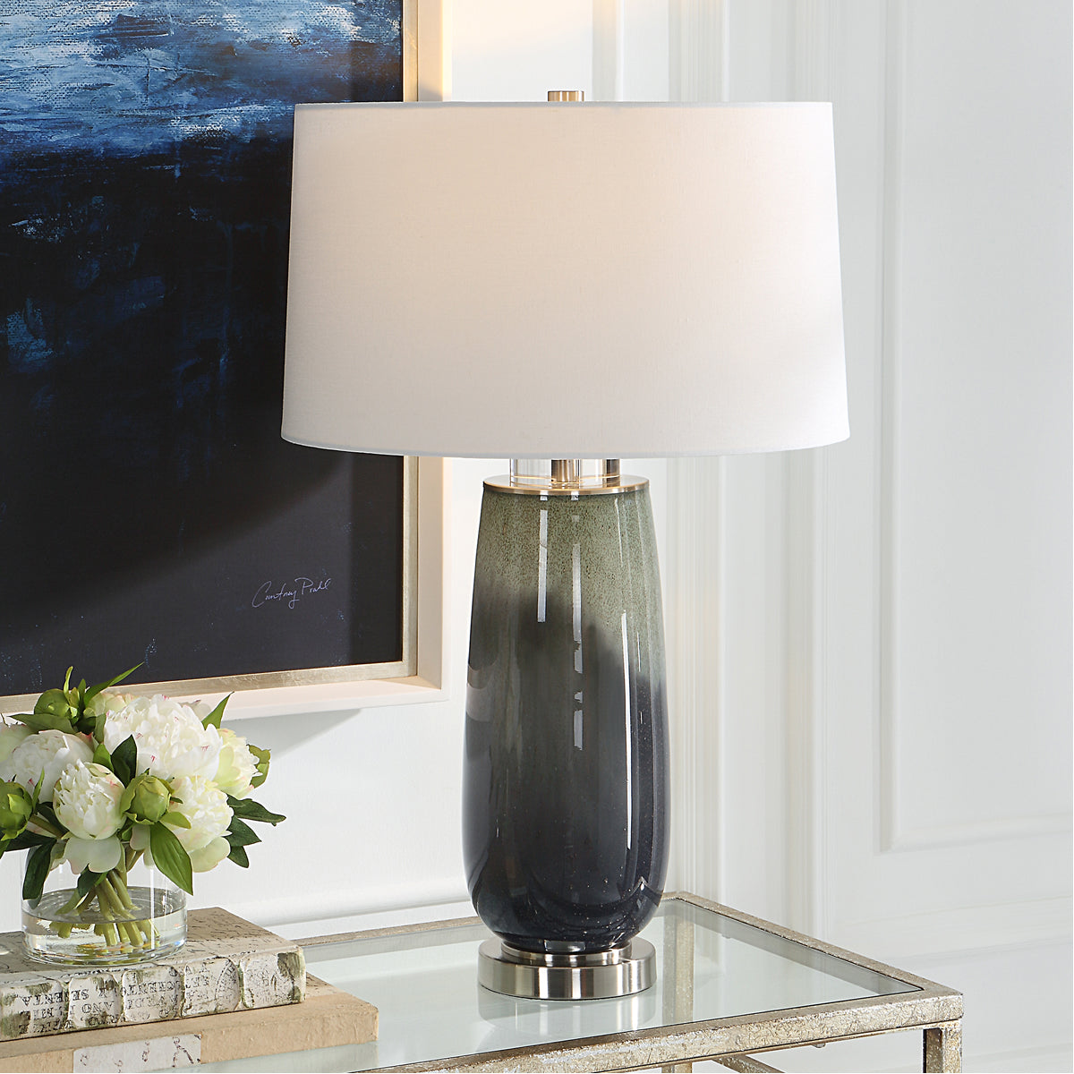 Lampe de table Uttermost Campa gris-bleu