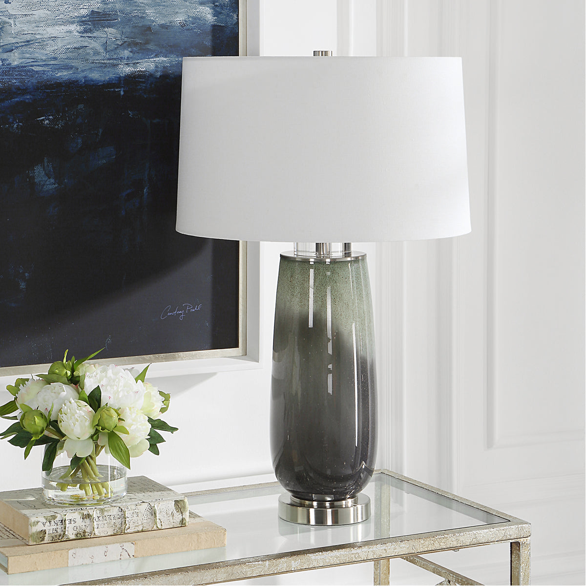 Lampe de table Uttermost Campa gris-bleu