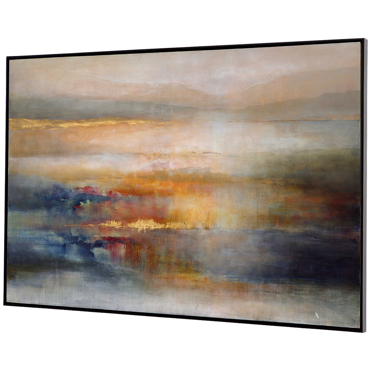 Art abstrait peint à la main représentant un crépuscule marin extrême