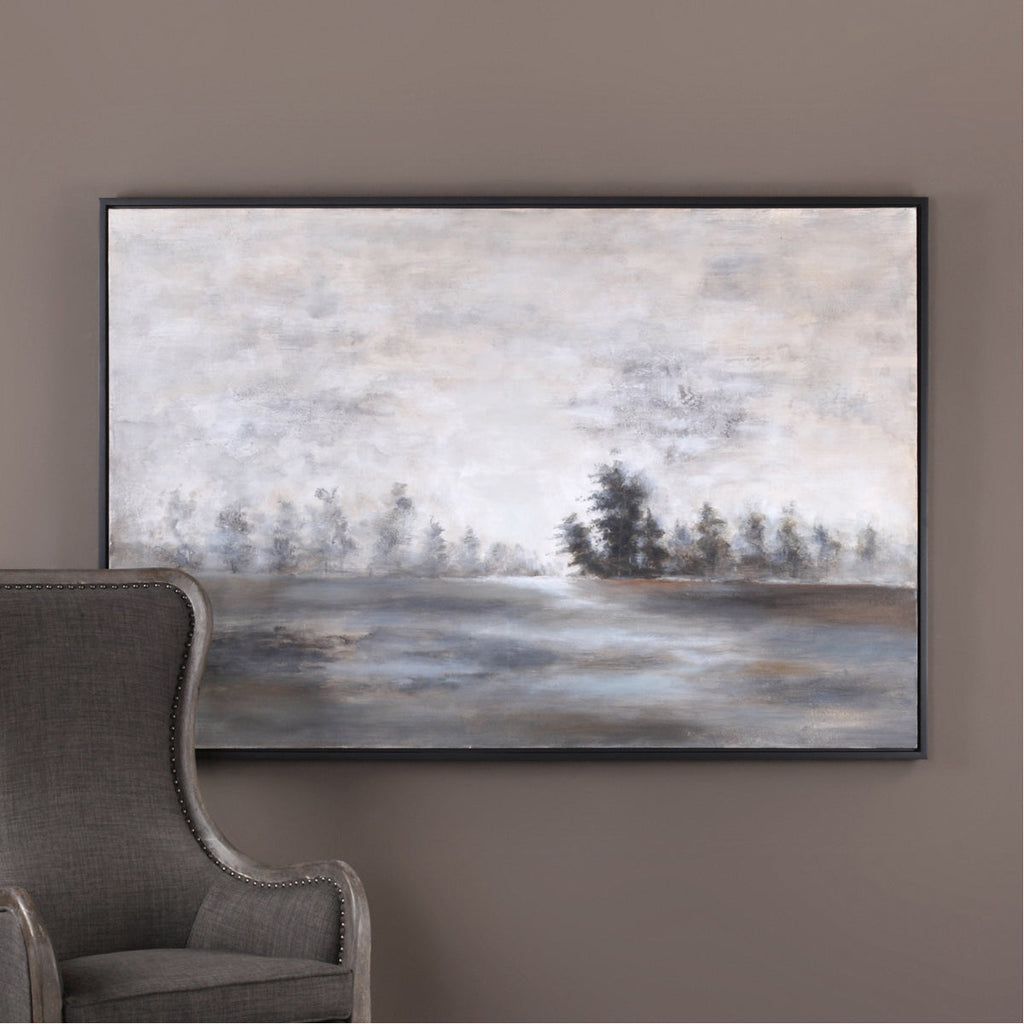 Paysage artistique dans la brume du soir