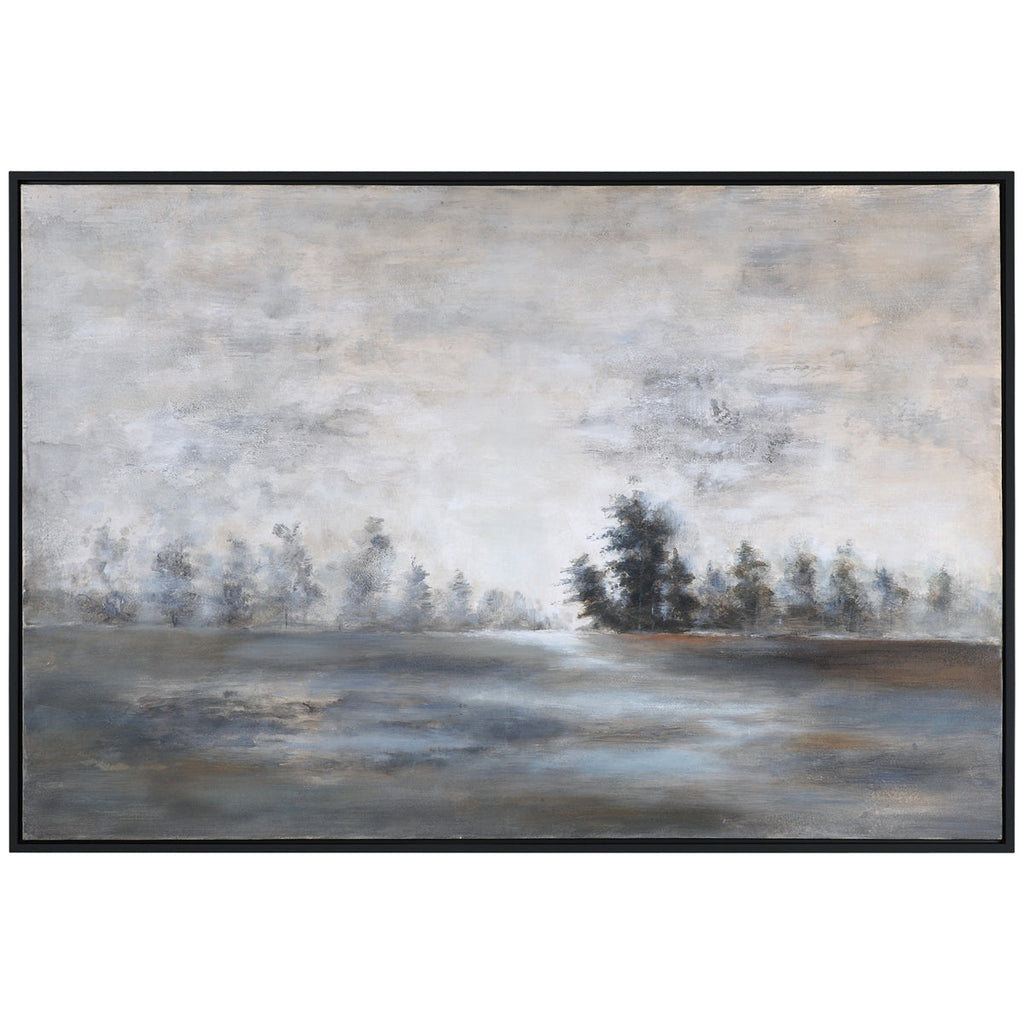 Paysage artistique dans la brume du soir