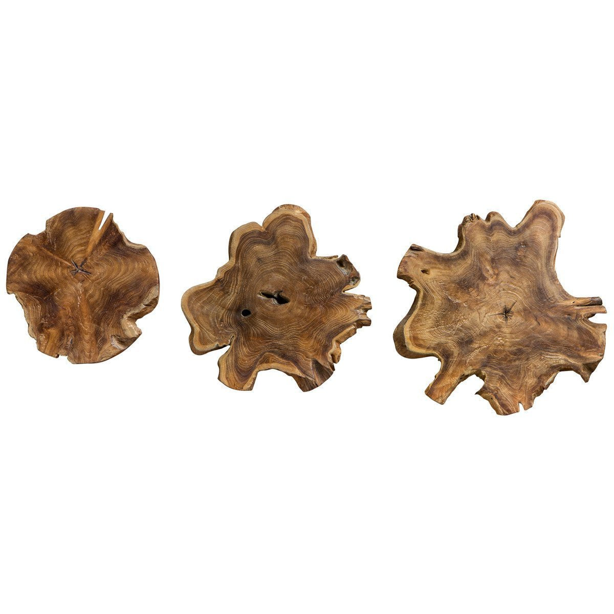 Décoration murale en teck Uttermost Kalani, ensemble de 3 pièces