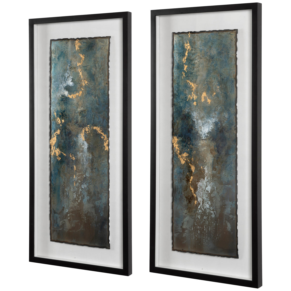 Impressions abstraites en agate scintillante, lot de 2